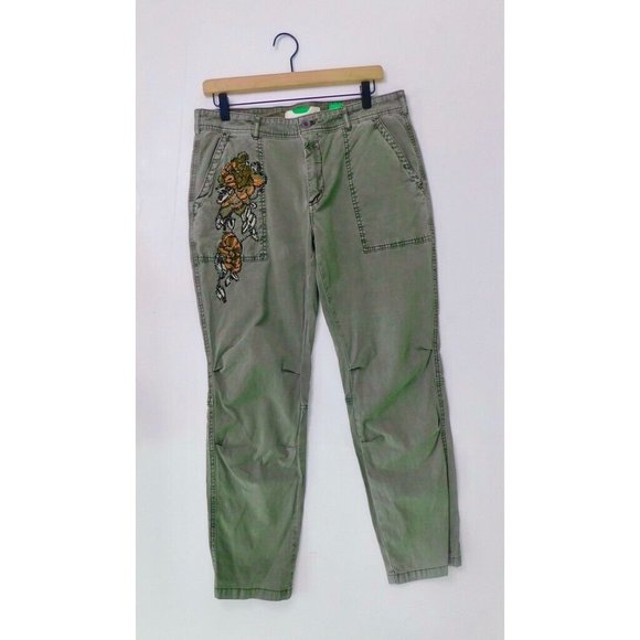 Anthropologie Olive Embroidered Pants - Picture 3 of 16